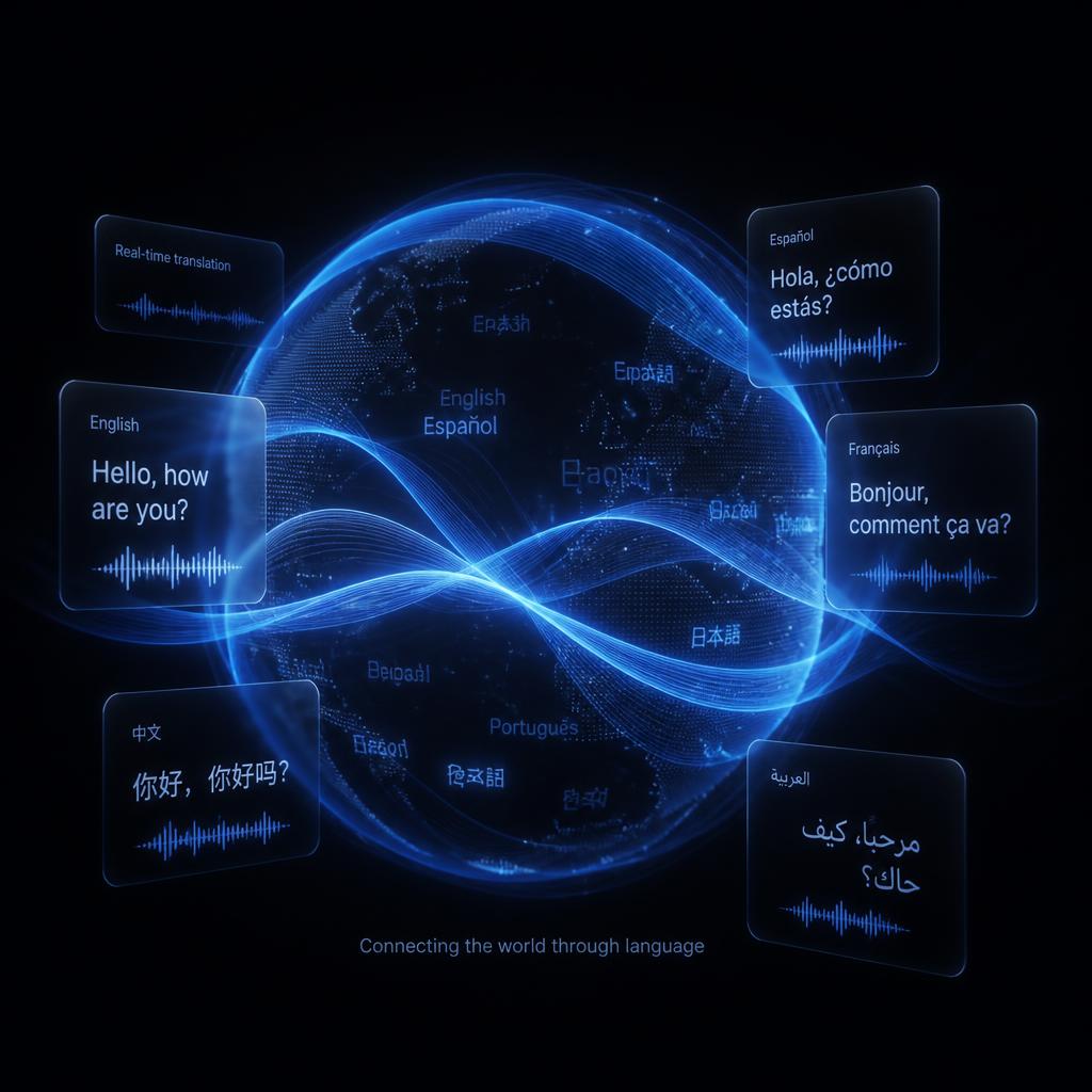 V3C AI Live Translator visualising real-time translation across languages